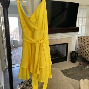 Vibrant Yellow Wrap Dress